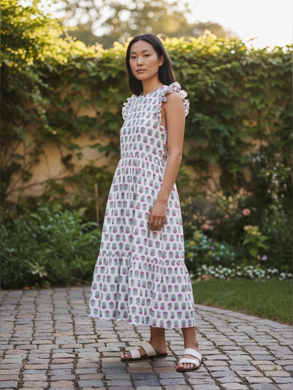 EUC J.Crew Ruffle Sleeve Block Print Dress Size 12